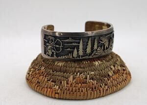 Bennett Kagenvema Sterling Silver Overlay Storyteller Cuff Bracelet